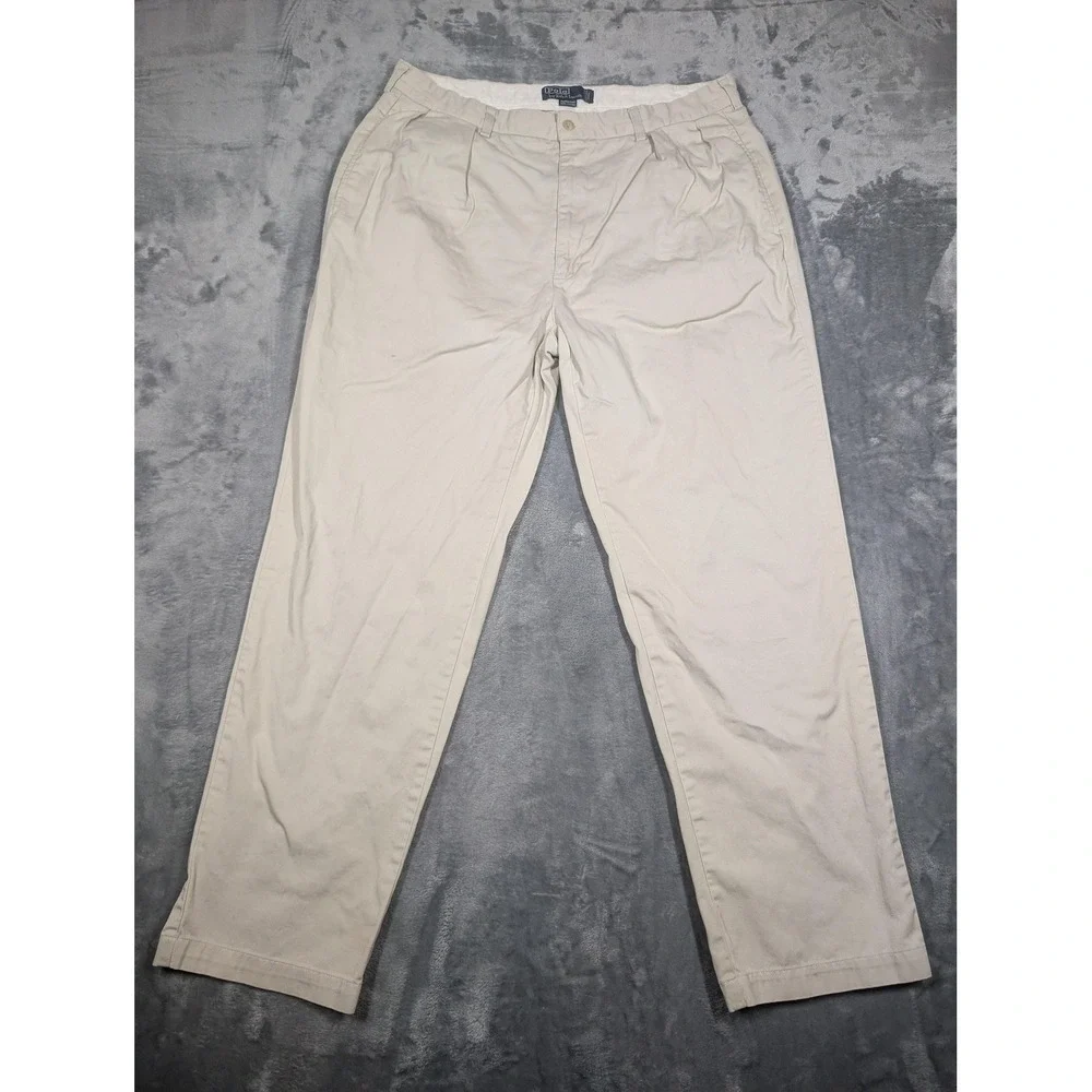 Polo Ralph Lauren Pants Mens 38x32 (35x31) Beige Andrew Pleated Chino Classic